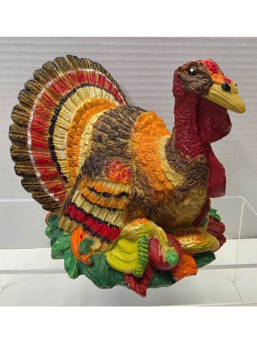 Thanksgiving Turkey Resin Figurine Harvest Corn Pumpkin Fall Decor 5"